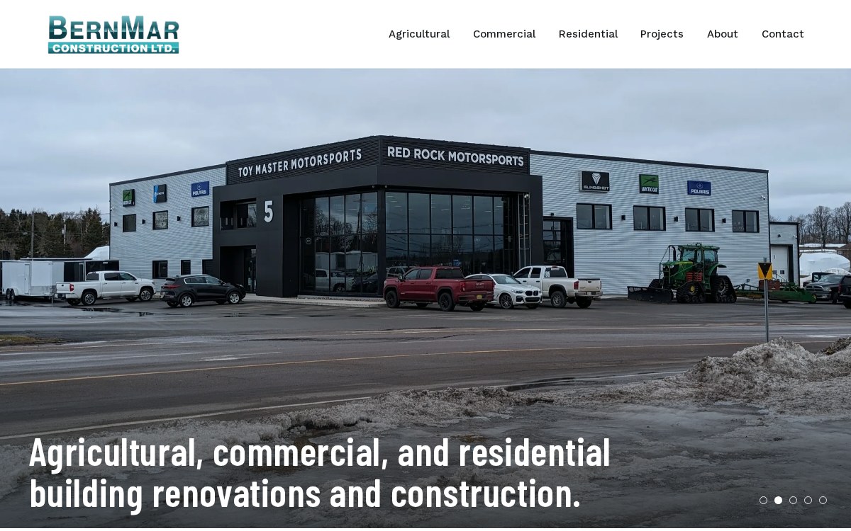 Homepage of the BernMar Construction website